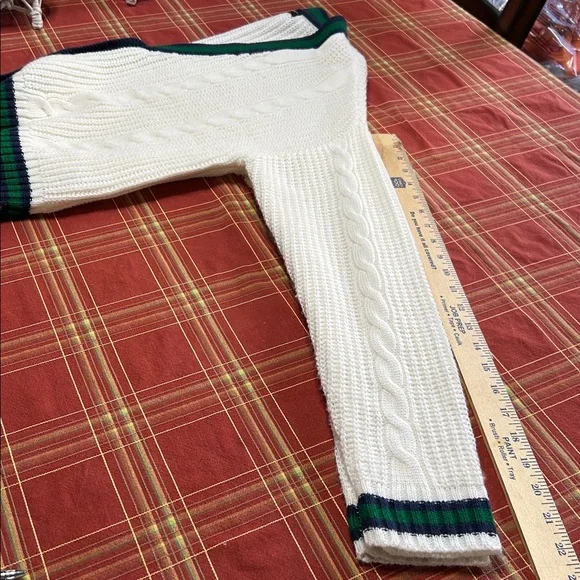 Almost Famous Women’s Cream Cable Knit Varsity Cricket Cardigan Large NWOT - Picture 9 of 12